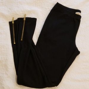 Michael Kors Black Leggings with Gold Ankle Zipper